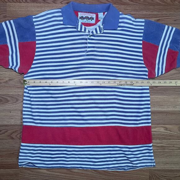 Vintage Rugby Polo Men’s L | 90s Red Blue Stripe Coastal Grandpa Retro Prep - Picture 4 of 8